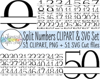 Split Monogram SVG & Clipart Set, table number svg, split number svg monogram svg bundle number monogram house number svg address number svg