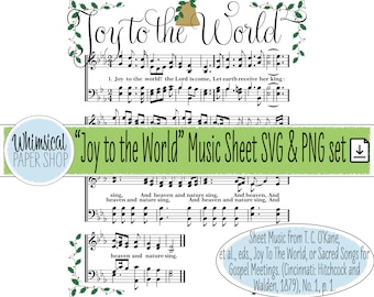 Christmas song lyrics SVG PNG, Joy to the World svg, Joy to the World Printable, Joy to the World png, Christmas carol svg, sheet music svg