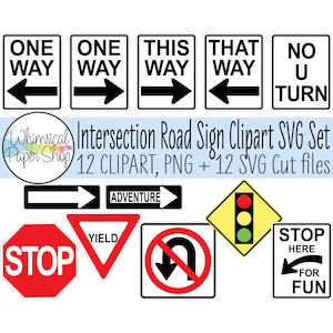 Pijl verkeersbord SVG clipart set. Opbrengst teken. Eenrichtings teken. Stopbord-svg. Verkeerssymbolen SVG. Afdrukbare verkeersbord clipart. Verkeersbord-svg