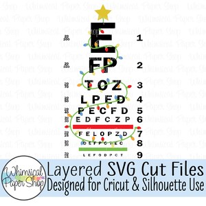 Christmas Eye Chart SVG Clipart, Merry Christmas Tree Eye Chart Clipart ...