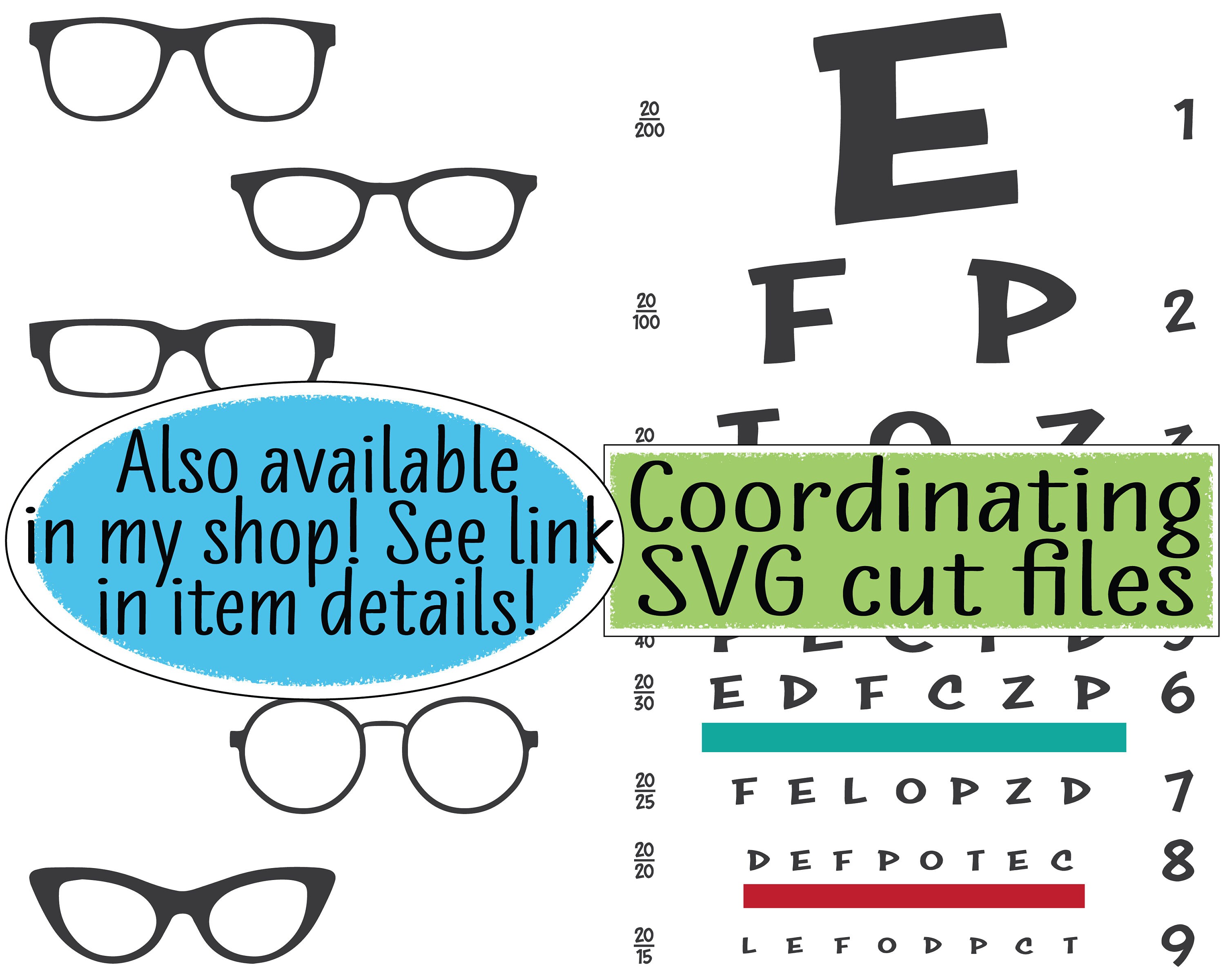 Eye Doctor PNG Clipart Set Eye Chart clipart Glasses clipart | Etsy