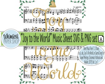 Christmas Carol Sheet Music SVG PNG, Joy to the World svg, Joy to the World Printable, Joy to the World png, Christmas carol svg