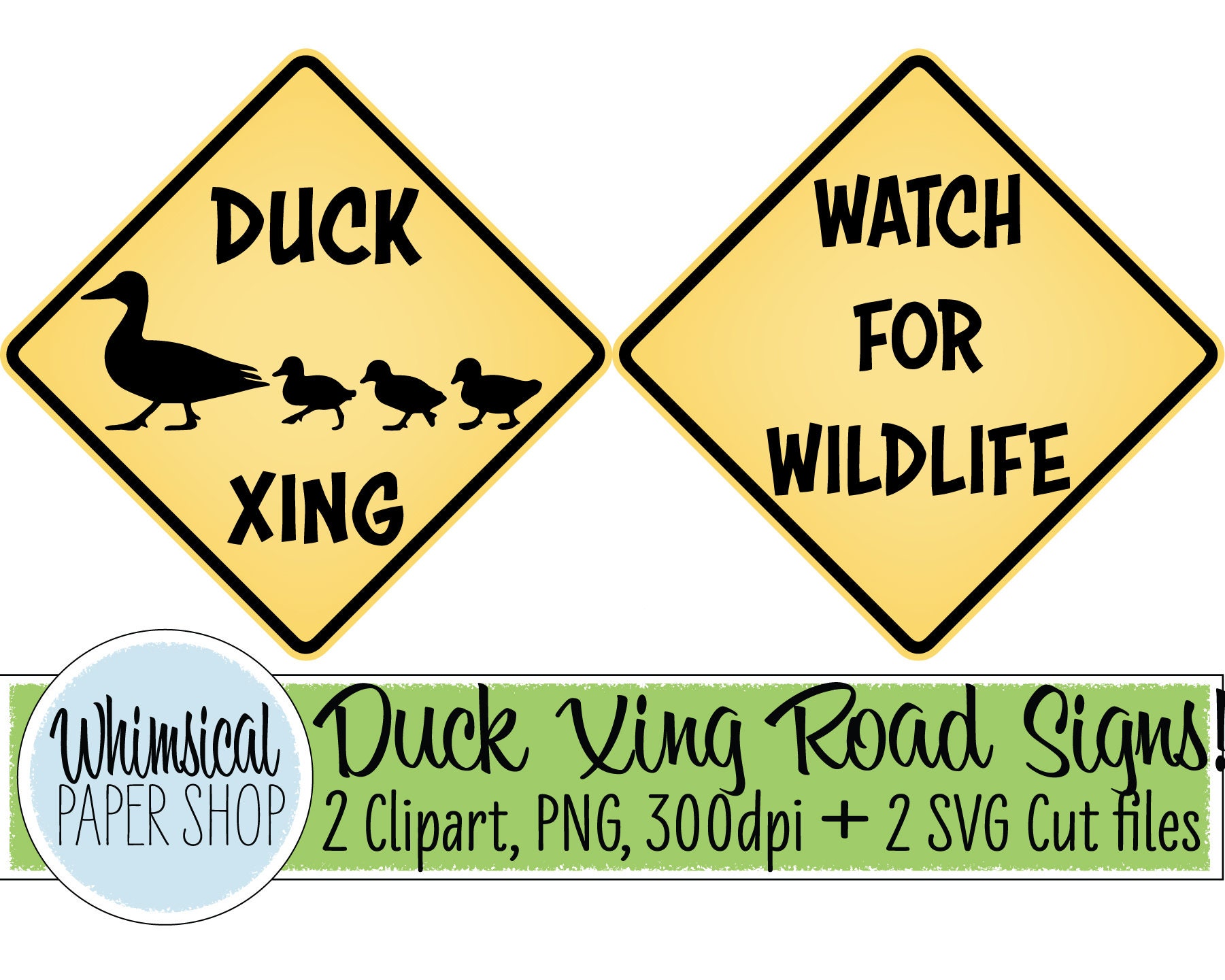 Duck Crossing Road Sign Clipart SVG Set Watch for Wildlife - Etsy Canada