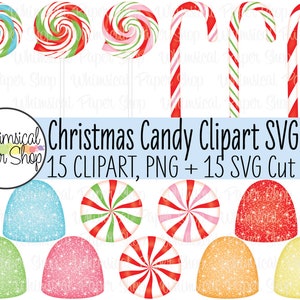 Christmas Candy Clipart SVG, candy clip art, candy cane svg, peppermint svg, gumdrop svg, candy cane png, peppermint clipart, lollipop svg