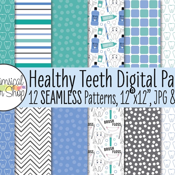Dental Background, dental digital paper, tooth pattern, tooth digital paper, smiling teeth paper seamless tooth background dentist scrapbook