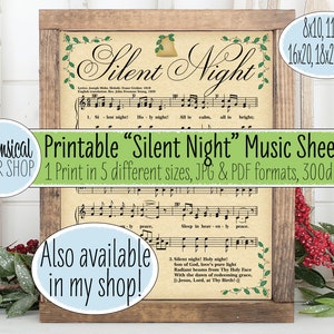 Christmas Song Printables, Silent Night Printable, Silent Night Song ...