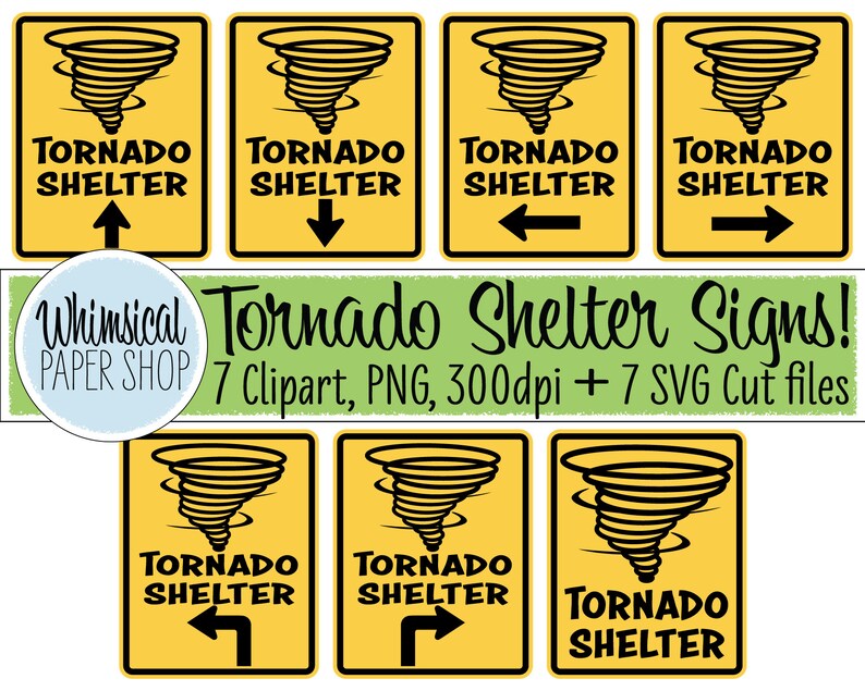 Tornado Shelter Road Sign Clipart SVG Set Tornado Route With Etsy Australia