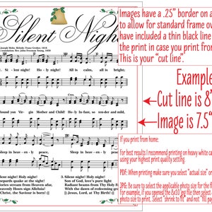 Christmas Song Printables, Silent Night Printable, Silent Night Song ...