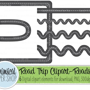 CLIPART Straßen, wellige, gewundene Straße, Straßenrahmen, PNG-Bilder, sofortiger Download, druckbare Element, 300dpi, Roadtrip Reise Scrapbook