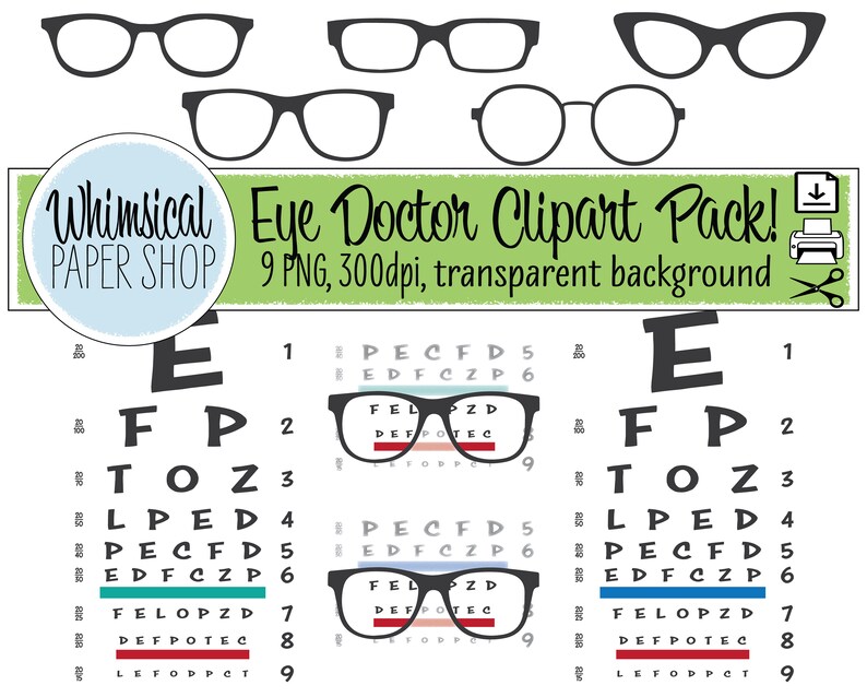CLIPART Eye Doctor Eye Chart PNG Glasses Clipart Etsy Australia