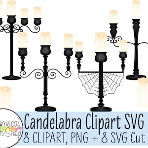 Halloween Candle Clipart SVG Set, halloween candelabra, halloween clipart, candle svg, candelabra svg, candlestick svg, melting candle svg