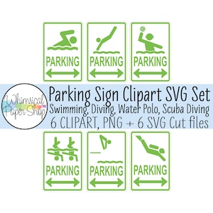Afdrukbare parkeerplaats teken SVG clipart, gesynchroniseerde zwemmer parkeren, duiker parkeren, waterpolo parkeren, duiker stok figuur SVG gesneden bestand