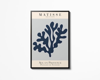 Henri Matisse Blue Plant Poster, Wall Art Print, Matisse The Cut Outs Picture Painting, Accessoires de décoration intérieure