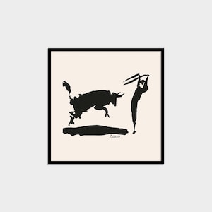 Picasso Bullfight Square Print Art Museum Exhibition Poster da parete vintage nero di Pablo Picasso