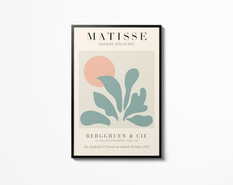Henri Matisse Green Plant Poster Galerie Adrie Maeght Modern Abstract Art Museum Exhibition, Wall Print, Home decor