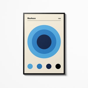 Bauhaus Blue Color Circles Bauhaus poster, 100 years Bauhaus Exhibition print, Art exhibition poster, Home Decor Accessories