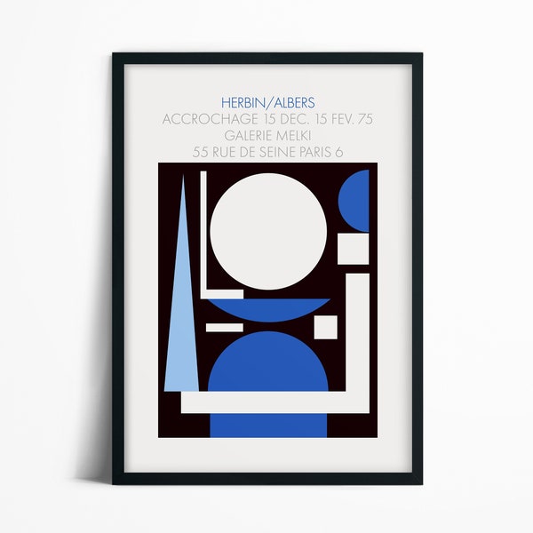 Josef Albers & Auguste Herbin Blue Poster Abstract Art Exhibition Print