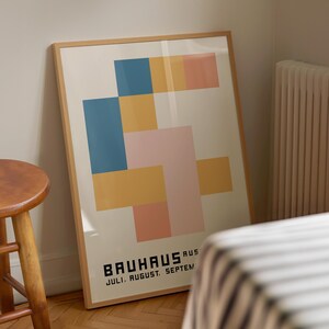 Bauhaus Multicolor Blocks Poster Wall Hanging Art, Museum Exhibition ...