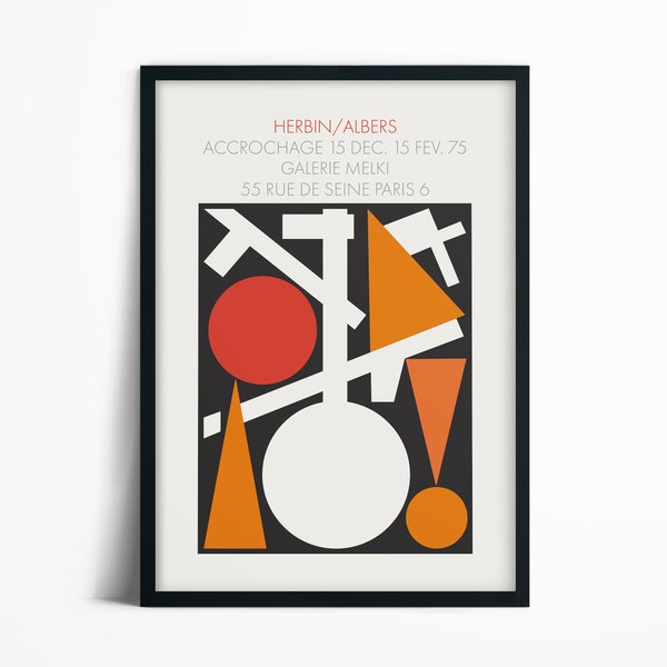 Josef Albers & Auguste Herbin Orange Poster Abstract Art Exhibition Print