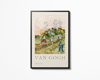 Vincent Van Gogh Poster Wall Art, Vincent Van Gogh Houses Print, Home Decor Accessories, Wall Hanging