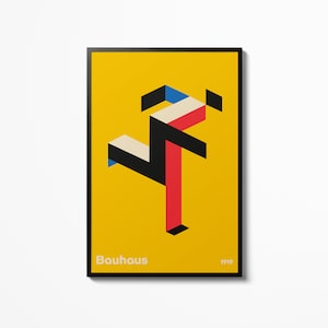 Bauhaus Running Man art museum exhibition poster, Picture painting accessories, Yellow Wall hanging Print, Home decor image 1