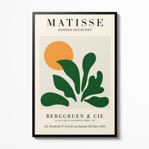 Henri Matisse Plant Poster Dark Green Wall Art Museum Exhibition, Papiers Découpés Matisse Wall Print, Home decor