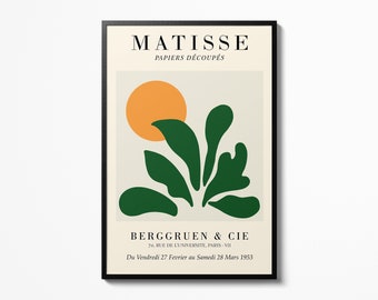 Henri Matisse Plant Poster Dark Green Wall Art Museum Exhibition, Papiers Découpés Matisse Wall Print, Home decor