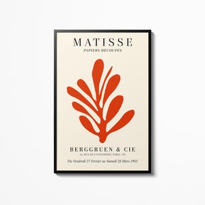 Henri Matisse-plantposter, Galerie Adrie Maeght Modern, rode muurkunst, museumtentoonstelling, woondecoratieprint, Matisse Papiers Découpe