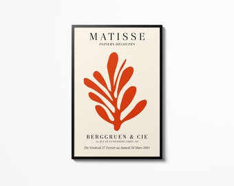 Henri Matisse Plant Poster, Galerie Adrie Maeght Modern, Red Wall Art, Museum Exhibition, Home Decor Print, Matisse Papiers Découpe