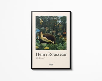 Henri Rousseau Affiche Wall Art, MOMA Museum of Modern Art, Musée Exbhibition Henri Rousseau the Dream Print Painting, Home Decor