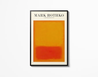 Mark Rothko Retrospective Poster Orange Wall Art, Wall Hanging Museum Exhibition Print, Home Decor Picture Accessories