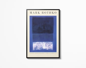 Affiche rétrospective Mark Rothko bleue, tenture murale, exposition d'art, impression de musée, accessoires de décoration intérieure