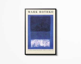 Affiche rétrospective Mark Rothko bleue, tenture murale, exposition d'art, impression de musée, accessoires de décoration intérieure