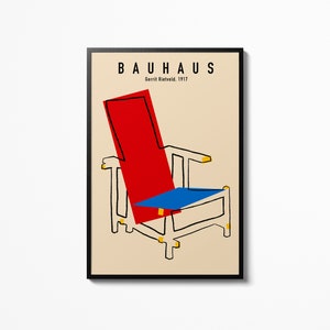 Bauhaus beach chair poster Gerrit Rietveld, Russtellung art exhibition Wall Print, Home decor accessories image 1