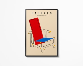 Bauhaus beach chair poster Gerrit Rietveld, Russtellung art exhibition Wall Print, Home decor accessories