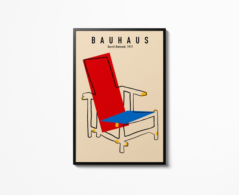 Bauhaus beach chair poster Gerrit Rietveld, Russtellung art exhibition Wall Print, Home decor accessories image 1