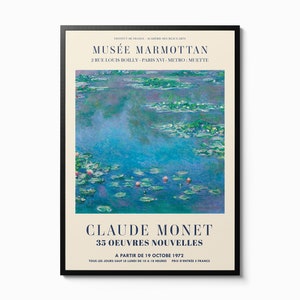 Claude Monet Water Lilies 1840 Poster Art Museum Exhibition Print, Home decor accessories