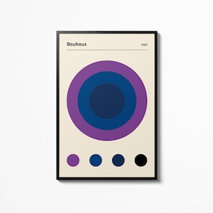 Bauhaus Purple Color Circles Affiche Bauhaus, Impression dexposition Bauhaus 100 ans, Affiche dexposition dart, Accessoires de décoration intérieure image 1