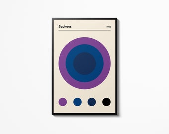 Bauhaus Purple Color Circles Affiche Bauhaus, Impression d’exposition Bauhaus 100 ans, Affiche d’exposition d’art, Accessoires de décoration intérieure