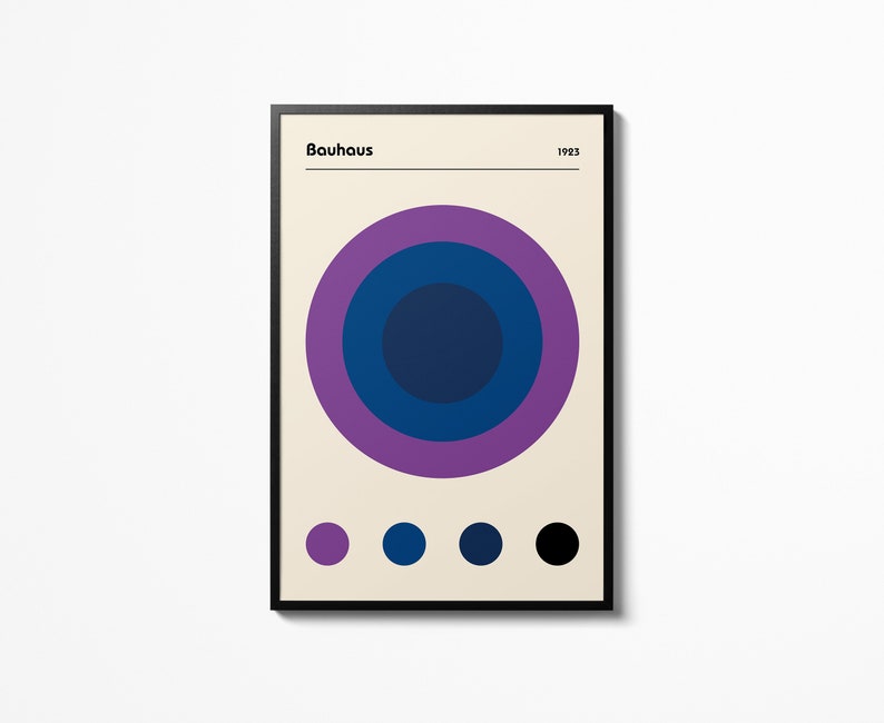 Bauhaus Purple Color Circles Affiche Bauhaus, Impression dexposition Bauhaus 100 ans, Affiche dexposition dart, Accessoires de décoration intérieure image 1