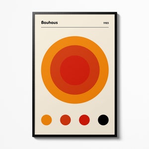 Bauhaus Orange Color Circles Bauhaus poster, 100 years Bauhaus Exhibition print, Art exhibition poster, Home Decor Accessories