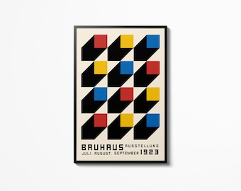 Póster de bloques de color Bauhaus Exposición de arte Impresión de pared Accesorios de decoración del hogar