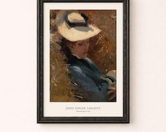 John Singer Sargent - Woman Resting In A Field Poster - Impressionist Art Print - Vintage Figurative Painting - Classic Wall Decor