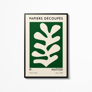 Poster della pianta Henri Matisse, arte murale verde scuro, Galerie Adrie Maeght Modern Abstract Art Museum Exhibition Stampa, arredamento per la casa