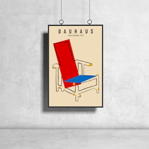 Bauhaus beach chair poster Gerrit Rietveld, Russtellung art exhibition Wall Print, Home decor accessories image 2