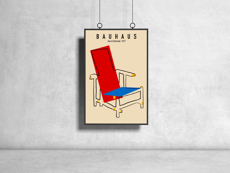 Bauhaus beach chair poster Gerrit Rietveld, Russtellung art exhibition Wall Print, Home decor accessories image 2