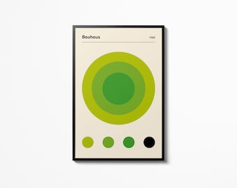 Bauhaus Green Color Circles Bauhaus affiche, 100 ans Bauhaus Exposition print, Affiche d’exposition d’art, Accessoires home decor
