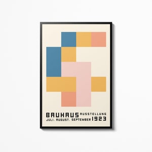 Bauhaus Multicolor Blocks Poster Wall Hanging Art, Museum Exhibition Print Weimar 1923, Home Decor Accessories Picture