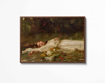 Ophelia by Friedrich Heyser Poster, Art Print, Wall Hanging, Vintage Home Decor