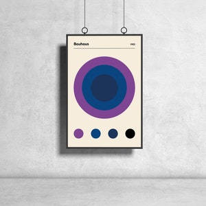 Bauhaus Purple Color Circles Affiche Bauhaus, Impression dexposition Bauhaus 100 ans, Affiche dexposition dart, Accessoires de décoration intérieure image 2